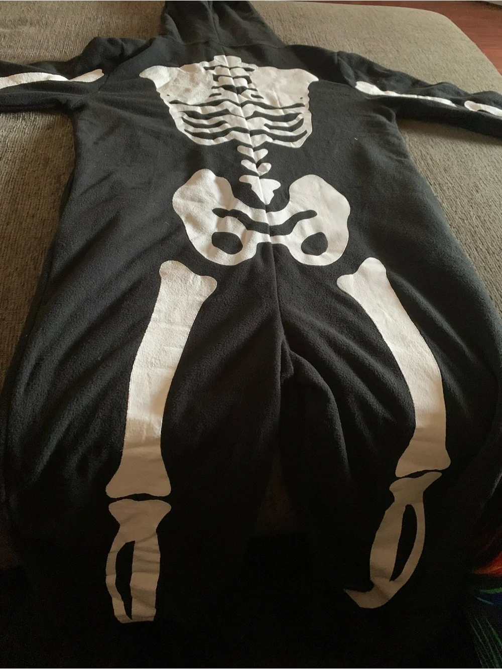 Kids Black Skeleton Onesie with White Bone Print